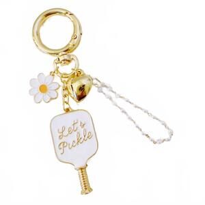 NEW ELLISON+YOUNG women's pickleball daisy bag charm and keychain in gold white